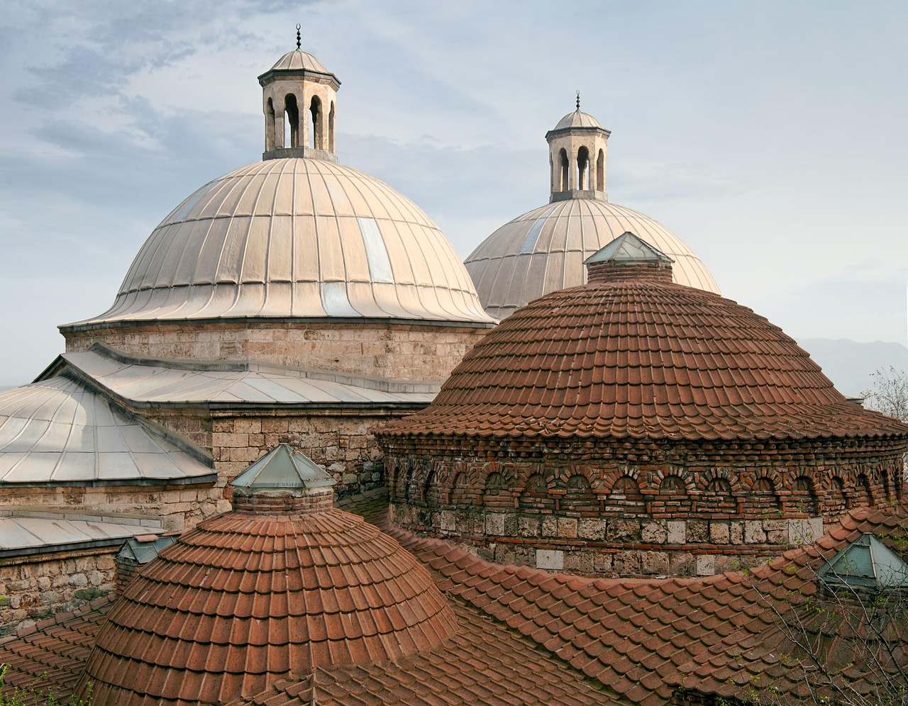 Roof repair and restoration work with professional fixing tiles on building